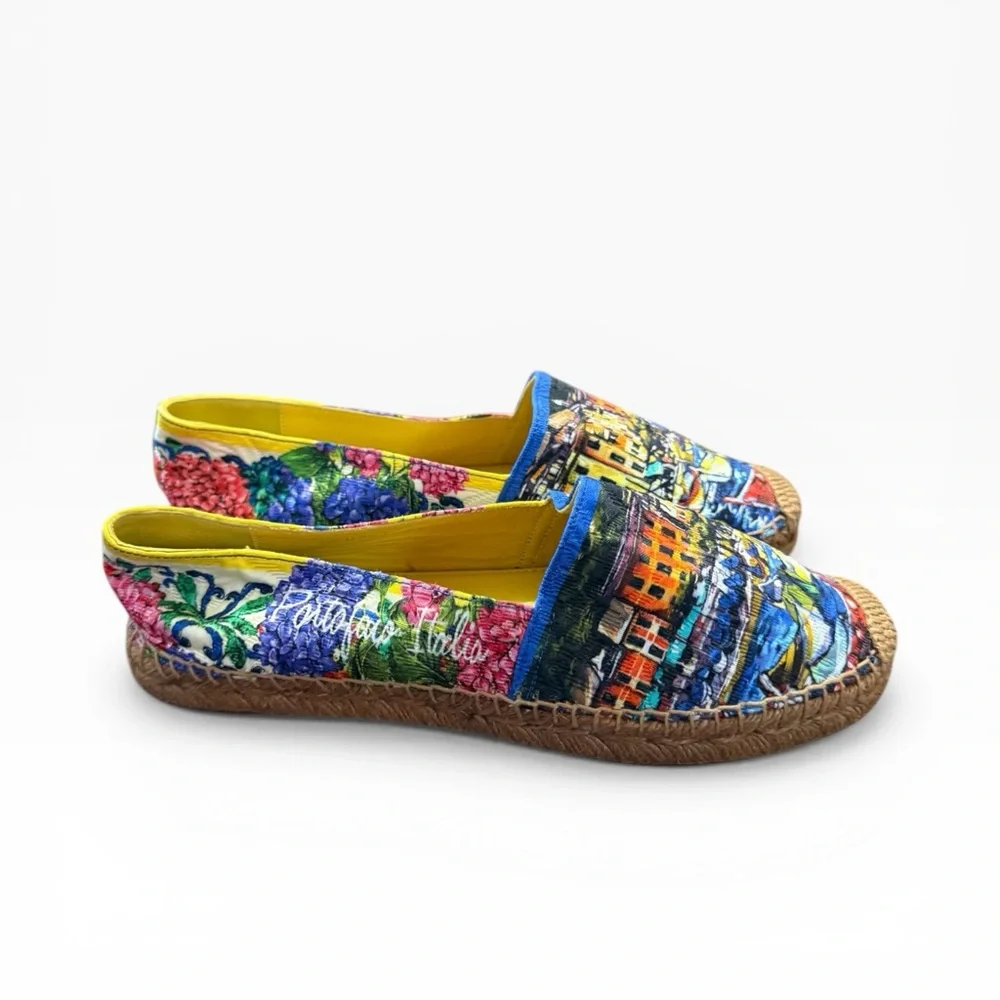 Dolce & Gabbana Portofino Italia Coastal Scenery Brocade Espadrilles EU 37 US 7